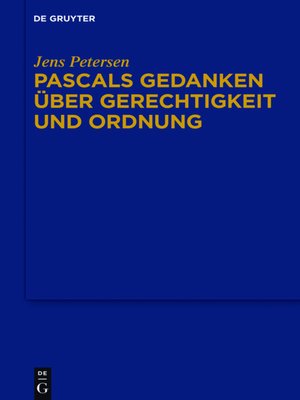 cover image of Pascals Gedanken über Gerechtigkeit und Ordnung